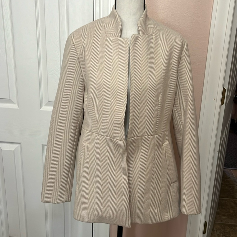 Herringbone open front business jacket